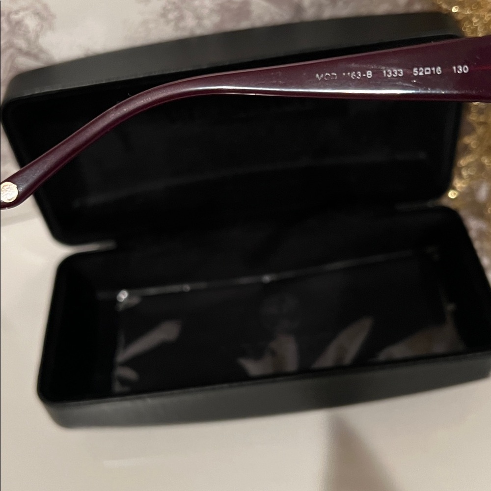 Authentic Versace Eyeglass Frame Plum Rhinestone Metal Rectangular + Case - Picture 13 of 13